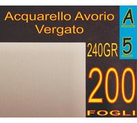 1000 FF CARTA ACQUARELLO AVORIO STAMPANTI LASER INKJET A5 240GR RIGATA VERGATA