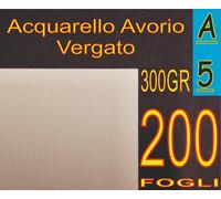 800 FOGLI CARTA ACQUARELLO AVORIO STAMPANTI LASER INKJET A5 300GR RIGATA VERGATA