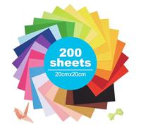 200 fogli di carta per origami, carta pieghevole, 20 colori, carta colorata su entrambi i lati, 20 x 20 cm, carta colorata per bambini, fai da te, scuola, arte, progetti fai da te