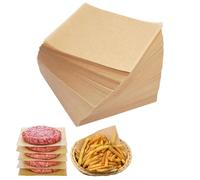 200 fogli di carta pergamena marrone non sbiancata per cottura, carta da forno pretagliata, fogli di carta cerata antiaderente per hamburger separati, biscotti e altri alimenti quando si conservano e