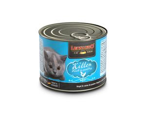 200 g Leonardo Quality Selection Kitten Alimento Cibo Umido per Gattini con Carne Fresca di Pollame e Manzo in Lattina