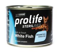 200 g Prolife Sterilised Grain Free Sensitive Alimento Cibo Umido per Gatti Adulti Sensibili e Sterilizzati con Pesce Bianco Fresco e Patate Senza Cereali