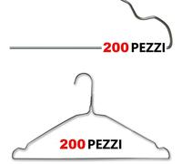 200 Grucce In Metallo Cromato Lavanderia 40 Cm Salvaspazio con Intagli Laterali