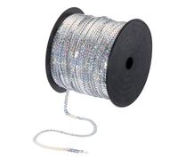 200 Iarde Piatto Paillette Striscia 4mm Laser Paillettes Tessuto Argento