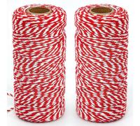 200 m cordoncino cotone 2 rotoli spago rosso e bianco spago natalizio spago per