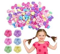 200 mini elastici per capelli da ragazza, con fiori, multicolore, senza cuciture, per coda di cavallo, piccoli elastici per capelli, accessori per capelli per ragazze