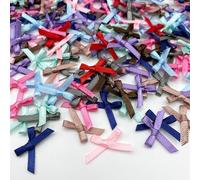 200 Mini Fiocchi Colorati in Raso 4x3 cm - Fiocchetti Decorativi Doppio Lato per Cucito, Regali, Feste, Matrimoni, Scrapbooking, Fai da Te e Abbigliamento