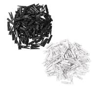 200 mini mensole in legno, mini mensole per foto, mollette in legno, mollette per immagini, piccole mollette per fai da te, accessori fai da te (bianco, nero)