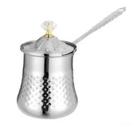 200 ml bricco latte in acciaio inox con coperchio per latte art (argento) | Robusta acciaio inossidabile 304, durevole, ideale per l'uso quotidiano, finitura argentata