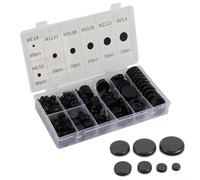 200 occhielli in gomma di dimensioni assortite, foro nero per lamiera, protezione firewall e cablaggio elettrico, 7 misure comuni in scatola di immagazzinaggio