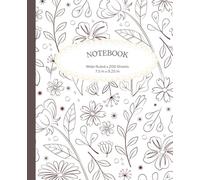200-Page Lined Notebook, Doodle Garden: 7.5" x 9.25" Hand-drawn Gray Florals, for School, Work, College, Notes, Ideas & Journaling and more!