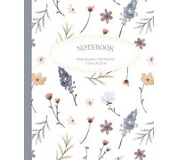 200-Page Lined Notebook, Wildflower Meadow: 7.5" x 9.25" Delicate Blue and Yellow Flowers, for School, Work, College, Notes, Ideas & Journaling and more!