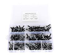 200 pcs Assortimento di fissaggio del rivetto cieco in alluminio nero per pistole per rivetti elettriche, pneumatiche e manuali
