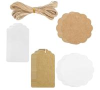 200 PCS Etichette Carta Kraft, Cartellini Prezzi, Etichette Regalo, 9x4.5CM Marrone Etichetta Kraft con 200 Corde per Regali di Compleanno, Matrimoni e fai da te