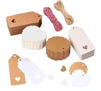 200 PCS Etichette di Natale, Carta Kraft Etichette per Confezioni Regalo, Tichette e Cartellini per Regali di Natale con Spago per decorazione dell'albero di confezioni regalo