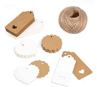 (200 Pcs) Etichette regalo in carta kraft, decorazioni per artigianato e Natale, biglietti per bomboniere, cartellini regalo, cartellini fai-da-te, etichette per bagagli, cartellini dei prezzi