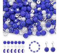 200 perline con strass da 10 mm, per la creazione di gioielli, blu scuro lucido, rotonde Shamballa, discoteca, per collane da baseball, perline in argilla di cristallo scintillanti, per fai da te