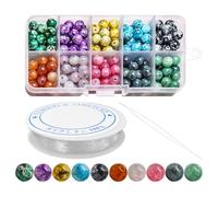 200 perline di cristallo, 1 rotolo di filo per perline, 1 infila ago, perline per bracciale, perline per creazione di gioielli, perline per collana