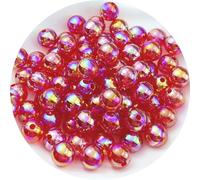 200 perline rotonde in acrilico trasparente da 10 mm, distanziatori sfusi per gioielli fai da te, bracciali, collane, orecchini, ornamenti, campanelli a vento, portachiavi, colore: rosso