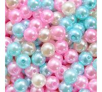 200 perline rotonde per gioielli, 8 mm, da infilare, colorate per fai da te, perline colorate con foro per bracciali, perline artistiche multicolori, per collane, bracciali, gioielli fai da te, blu