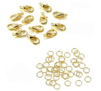200 pezzi 100 pezzi Set di fermagli Fermaglio a moschettone Salto aperto per connettori per braccialetti Collana Creazione di gioielli Kit fai da te Accessori-Set in oro-10mm Fermaglio 4mm