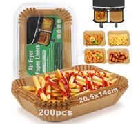 200 Pezzi 20,5x14cm Teglia Air Fryer Accessori Compatibile con Ninja Dual Zone Double Stack e Altri Doppio Zona Airfryer, Rettangolare Contenitori Fogli Air Fryer Accessori