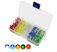 200 Pezzi 5mm LED Diodo ad Emissione Luminosa Assortimento DIY Kit, Singolo Led Lega Incorniciato Lampada Artigianale, Diffusore rotondo 2pin Bianco/Rosso/Giallo/Verde/Blu Kit
