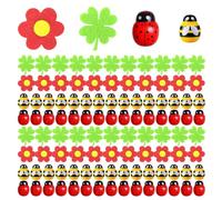 200 Pezzi 9x13mm Api di Legno 18x25mm Coccinelle Adesive Coccinelle in Legno Ape Autoadesiva Decorazione api Piccola Quadrifoglio Portafortuna Feltri Fiori per DIY Artigianato Scrapbooking Festa Deco