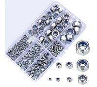 200 Pezzi Assortimento Dadi di Bloccaggio, Dadi di Sicurezza Autobloccanti Acciaio Inossidabile, Dadi Esagonali, Inserti Filettati M3 M4 M5 M6 M8 M10 M12, Dado di Bloccaggio in Nylon