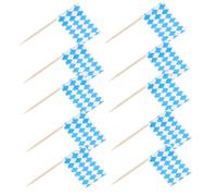 200 Pezzi Bandiera Stuzzicadenti a Quadretti Blu e Bianchi, Cake Topper e Cocktail Picks in Carta e Legno, Bianco, per Frutta e Torta di Compleanno, Decorazione Festival Birra