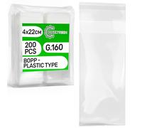 200 Pezzi Bustine Adesive Trasparenti 4 x 22 cm BOPP - Food Safe - Sacchetti Trasparenti con Adesivo per Confetti Caramelle Biscotti - Spessore 0,04 mm G.160 - ONIX TECH
