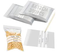 200 Pezzi Bustine Trasparenti Richiudibili 8x12cm Sacchetti Alimenti Richiudibili con Pannello per Scrivere Sacchetti Plastica Richiudibili Ziplock Bags per Conservare Campioni Cibo Gioielli