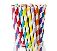 [200 Pezzi] Cannucce di Carta Colorate - 10 Colori Assortiti, Ø6 x 210mm - Perfette per Feste, Matrimoni, Natale e Baby Shower