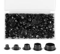 200 pezzi cappucci di copertura per fori di trapano, 5/6/8/10/12 mm cappucci di copertura per viti, copertura viti in plastica nera con scatola, tappi ciechi per mobili