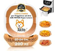 200 Pezzi Carta Forno per Friggitrice ad Aria, Carta Quadrata 20-24 cm Antiaderente Monouso - Facilità di Pulizia e Cottura Perfetta Confezionato in Blister apri e chiudi sigillato (20 cm - Quadrato)