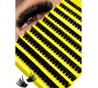 200 pezzi Ciglia finte a ciuffetti fai-da-te D Curl, ultra dense, lunghe e arricciate, singole, sottili, stile naturale cartoni animati, adatte per principianti a casa, ciglia finte ispessite Polieste