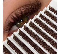 200 pezzi Ciglia finte a grappolo D-Curl 80D di colore marrone, ciglia finte marroni soffici e voluminose, ciglia finte arricciate e spesse, trucco naturale marrone, ciglia singole morbide, estensione