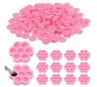 200 Pezzi Contenitore per Colla a Forma di Fiore Rosa in Plastica per | Scanalature Interne, Organizza Piccole Dosi, Ritarda L'asciugatura, per Salone e Applicazioni Make-up