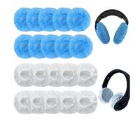200 Pezzi di Copri Cuffie, Copri Auricolari Antipolvere,copri cuffia,Protettive Ear Pads Covers, Copri Cuffia Non Tessuto, Elastiche cover cuffie, adatti per cuffie larghe da 11 a 12 cm (blu, bianco)