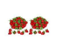200 Pezzi di Fragole Rosse Artificiali, Finte Fragole di Plastica, Decorazioni per La Casa, La Cucina, il Festival, La Festa, La Fotografia, La Torta