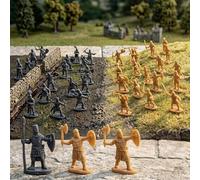 200 pezzi di soldatini giocattolo in scala 1:72 mini figurine di cavalieri - soldatini di plastica con spade e action figure di uomini dell'esercito medievale per ed esposizione (grigio e oro), uso