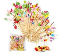 200 Pezzi di Stuzzicadenti Decorativi 12cm Stecchini per Aperitivo Multicolore Stuzzicadenti Per Feste Spiedini di Frutta per Bicchieri Da Cocktail Bevande Torte