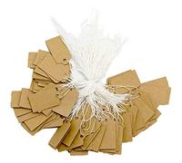 200 pezzi Etichette in Carta Kraft, Cartellini Prezzi, 26 x 12 mm, Etichette Regalo, Cartellino Piccolo, Etichette di Carta, con Cordino Elastico, per Regali di Nozze, Feste, Regali di Natale