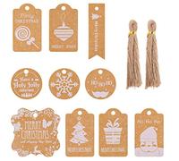 200 Pezzi Etichette Kraft di Natale, Tag Regalo di Carta Kraft Riciclabili con 200pcs Spago Iuta per Pacchi Regalo di Natalizi Fai-Da-Te e Natale Bomboniere
