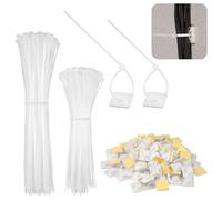 200 Pezzi Fascette Elettricista con Base Autoadesive,Fascette Plastica Bianche Universali In Nylon,Cable Ties Resistente UV da Esterno,Corte 150 mm Lunghe 200 mm per Il Fissaggio Dei Cavi