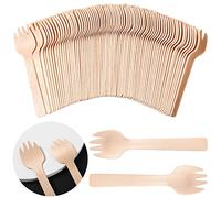 200 Pezzi Forchette di Legno Bambù Mini Forchette Usa e Getta Piccole Forchette per Antipasti Sfusi Posate di Bambù Mini Utensili Forchetta da Torta per Carnevale Compleanno, 4 Pollici