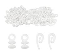 200 pezzi Ganci per tende per alianti per binari per tende in plastica bianca Ganci scorrevoli per drappeggi Ganci per tende Rulli Nastro per tende, per tende da doccia per porte e finestre(2 tipi)