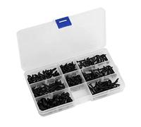 200 pezzi Kit di viti e bulloni in acciaio inossidabile nero a testa tonda, viti autofilettanti, kit di assortimento con scatola trasparente