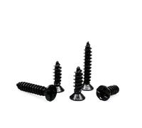 200 pezzi M2 M2.6 M3 Oro Argento Bronzo Nero Lunghezza 4-16 mm 4 colori Acciaio Testa svasata Piatta Vite for legno autofilettante(Black,2x4mm)