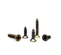 200 pezzi M2 M2.6 M3 Oro Argento Bronzo Nero Lunghezza 4-16 mm 4 colori Acciaio Testa svasata Piatta Vite for legno autofilettante(Antique brass,3x6mm)
